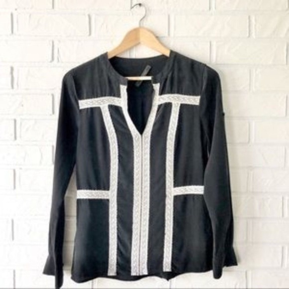 Bcbg Black Silk Long Sleeve Blouse - Picture 6 of 17